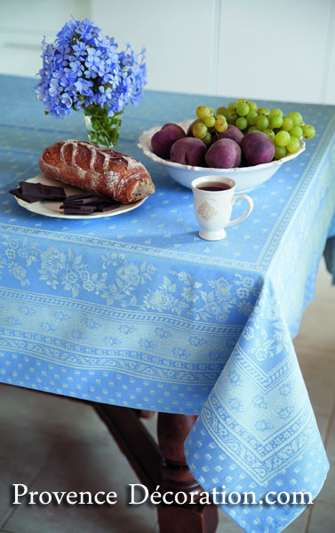 Jacquard tablecloth Teflon (Marat d'Avignon Durance Azurblue) - Click Image to Close